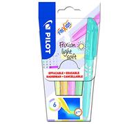 Pilot Pilot FriXion Light Soft Erasable Highlighters Set of 6 (Pastel Pink, Yellow, Purple, Blue, Orange, Green), Pink/Yellow/Purple/Blue/Orange/Green, 6per Set