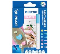 Pilot - Pintor, Wallet of 6 Creative Multi-Surface Water-Based Permanent Markers - Quick Dry - For Fabrics, Glass, Wood, Stone, DIY/Amateur Artists - Fine Tip - Assorted Pastel Colors