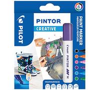 Pilot - Pintor, Wallet of 6 Creative Multi-Surface Water-Based Permanent Markers - Quick Dry - For Fabrics, Glass, Wood, Stone, DIY/Amateur Artists - Medium Tip - Assorted Creative Colors