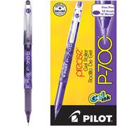 Pilot, Precise P-700 Gel Ink Rolling Ball Stick Pens, Marbled Barrel, Fine Point 0.7 mm, Purple, Pack of 12