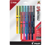 Pilot Precise V5 Capped Liquid Ink Rolling Ball Pens Extra Fine Point 0.5 MM Assorted Colors Pack of 12