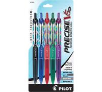 Pilot Precise V5 RT Deco Collection Refillable & Retractable Liquid Ink Rolling Ball Pens Extra Fine Point 0.5 mm Black/Blue/Red/Green/Purple Pack