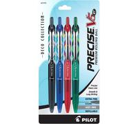 PILOT, Precise V5 RT Deco Collection Refillable & Retractable Liquid Ink Rolling Ball Pens, Extra Fine Point 0.5 mm, Black/Blue/Red/Green, Pack of 4
