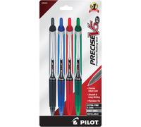 PILOT Precise V5 RT Refillable & Retractable Rolling Ball Pens, Extra Fine Point Pens, 0.5 mm, Black/Blue/Red/Green, Pack of 4 - Ideal for School, Journaling & Office Writing