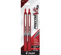 PILOT Precise V5 RT Refillable & Retractable Liquid Ink Rolling Ball Pens, Extra Fine Point (0.5mm) Red Ink, 2-Pack (26082)