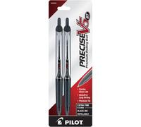 Pilot Precise V5 RT Refillable & Retractable Rollerball Pens, Extra Fine Point Pens 0.5 mm, Black, Pack of 2 - Ideal for School, Journaling & Office W