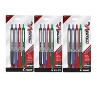 Pilot Precise V5 RT Retractable Fine Point Rolling Ball Pen 3 Each Black/Blue/Red/Green Ink 12-Pack
