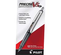 Pilot Precise V5RT Retractable Roller Ball Pen, Ink, .5mm, Pack of 12, Black (26062)