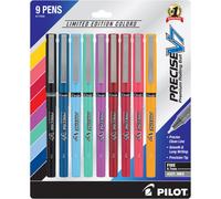Pilot Precise V7 Capped Liquid Ink Rolling Ball Pens Fine Point 0.7 mm Limited Edition Assorted Colors Pack of 9