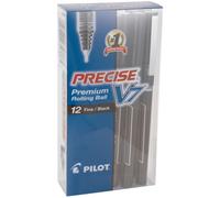 Pilot Precise V7 Rollerball Pens Fine Point Black Barrel Black Ink Pack of 12