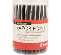 PILOT Razor Point Fine Line Marker Stick Pens Ultra-Fine Point (0.3mm) Black Ink 36-Pack Tub (84064)