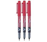 Pilot Red V Sign Pen Liquid Ink Medium 2mm Nib Tip 0.6mm Line Width V-Sign Fibre Tip Point Marker Graphics SW-VSP Pack of 3