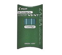 Pilot V5/V7 Ink Cartridges Green for Hi-Techpoint Cartridge System Pens (Pack of 3)