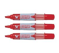 Pilot Refill V-Board Master Marker, Red, Begreen, Medium Chisel Tip, Pack of 3