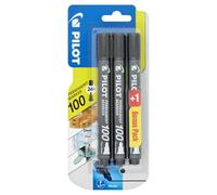 Pilot SCA 100 Black Permanent Markers Bullet Point - 2 plus 1 Free Bonus Pack