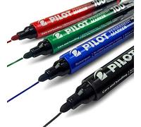Pilot SCA-100 Bullet Point Permanent Marker Pen - Fine 4.0mm-4.5mm Tip - Assorted Colours - 1 x Black / 1 x Blue / 1 x Green / 1 x Red