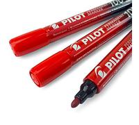 Pilot SCA-100 Bullet Point Permanent Marker Pen - Fine 4.0mm-4.5mm Tip - Red - Set of 3