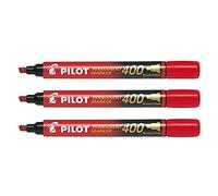 Pilot Set of 3 Permanent Markers SCA 400 Wide Bevel Tip Red