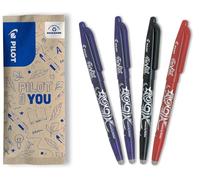 PILOT - Set of 4 FriXion Ball 07 - Erasable Thermosensitive Ink Pen - Refillable Roller Pen - 2 Blue, 1 Black, 1 Red - Medium Tip