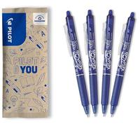 PILOT - Set of 4 FriXion Ball Clicker 07 - Erasable Thermosensitive Ink Pen - Retractable and Refillable Roller Pen - Blue - Medium Tip