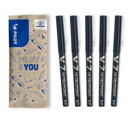 PILOT - Set of 5 V7 - Liquid Ink Rollerball - Black - Medium Tip