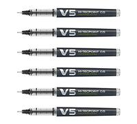 PILOT Set of 6 Refillable Rollerball Pens V5 Liquid Ink Black Begreen Fine Tip