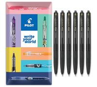 PILOT Super Grip G Retractable Ballpoint Pen - Black Ink - Medium 1.0mm Tip - In Envelope Gift Packaging (Pack of 6 Pens)
