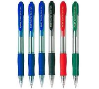 PILOT Supergrip Pack of 6 Pens 3 Blue 1 Black 1 Red 1 Green