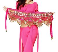 Pilot-tradeWomen's Sweet Bellydance Hip Scarf With Gold Coins Skirts Wrap Noisy - Pink -