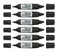 Pilot Twin Jumbo Permanent Marker Pens with Bevelled Tip and Bullet Tip Pack of 6 Black