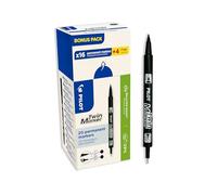 Pilot Begreen Twin Tip Permanent Marker Value Box Extra Fine 0.45mm and Fine 0.5mm Line Black (Pack 20) - DFF424789