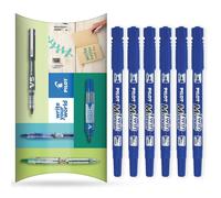 PILOT Twin Marker Pen - Permanent 2-in1 Markers - Fine & Extra Fine Dual Tips - 76% Recycled Begreen Range (Blue, 6 Pack)