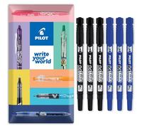 PILOT Twin Marker Pen - Permanent 2-in1 Markers - Fine & Extra Fine Dual Tips - 76% Recycled Begreen Range - In Envelope Gift Packaging (Mixed, 6 Pack)