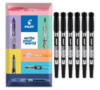 PILOT Twin Marker Pen - Permanent 2-in1 Markers - Fine & Extra Fine Dual Tips - 76% Recycled Begreen Range - In Envelope Gift Packaging (Black, 6 Pack)