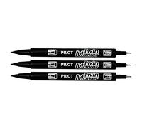 Pilot Twin Marker Pens Permanent Black with 2 Bullet Tips: 1 Fine and 1 Medium Nib