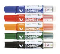 Pilot V Board Master Drywipe Marker Set - 2 Pack, Medium Chisel Tip (Black, Blue, Green, Red, Orange)