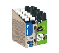 Pilot V Board Master Refillable Marker Set - 10 Pack (Black) Medium Bullet Tip With 10 Refills - Precise Whiteboard Presentations