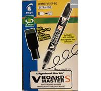 Pilot V-Board Master S 3.5 mm Tip Extra Fine Whiteboard Marker with Eraser - Black (Box of 10)