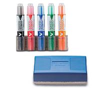 Pilot V Board Master Whiteboard Kit Markers Pens Magnetic Eraser Pen Holder,Black Blue Red Green Orange