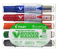 PILOT - V Board Master Whiteboard Markers - Bullet - Assorted - Pack of 5 | BOLD & SUSTAINABLE: Recycled whiteboard markers with 6.0mm bullet tip and rich ink for bold, clear writing. Refillable
