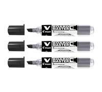 Pilot V Board Master Whiteboard Markers Chisel Set of 3Rechargeable Black