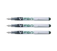 Pilot V Pen Disposable Fountain Pen - Medium Nib Erasable Ink 7 Colours 12 Pack