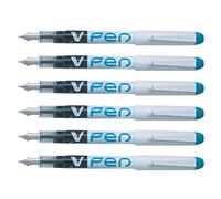 Pilot V-Pen Disposable Fountain Pens, Turquoise, Set of 6