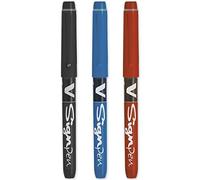 PILOT V Sign Pen - Fineliner Marker Pens - 2.0mm Nib Tip - 0.6mm Line Width - Essential Pack - Black, Blue & Red (3)