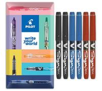 PILOT V Sign Pen - Fineliner Marker Pens - 2.0mm Nib Tip - 0.6mm Line Width - Essential Pack in Envelope Gift Packaging - Black, Blue & Red (6)