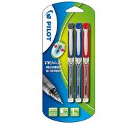 Pilot V10 Grip Set of 3 x Liquid Ink Pens, Broad Tip Black/Blue/Red