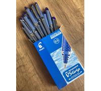 Pilot V5 GRIP Hi-Tecpoint Pure Liquid Ink 0.5mm R/Ball Pen,Blue BXGPN-V5(12 PENS