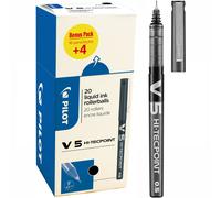 Pilot V5 Hi-Tecpoint Liquid Ink 0.5mm Rollerball Pen Fine Tip Box of 20 Black