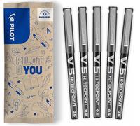 PILOT - Set of 5 V5 - Liquid Ink Rollerball - Black - Fine Tip