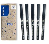 PILOT - V5 Hi-Tecpoint Liquid Ink Rollerball 0.5mm - Black - Pack of 5 | SMOOTH & PRECISE: V7 Hi-Tecpoint liquid ink rollerball pens with 0.7mm tip and rich black ink for smooth, precise writing.